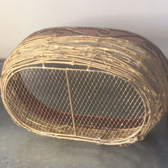 Red scroll Christmas basket rustic natural gift basket woven - Picture 7 of 8